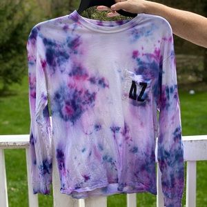 Tie dye Delta zeta long sleeve t w. American flag